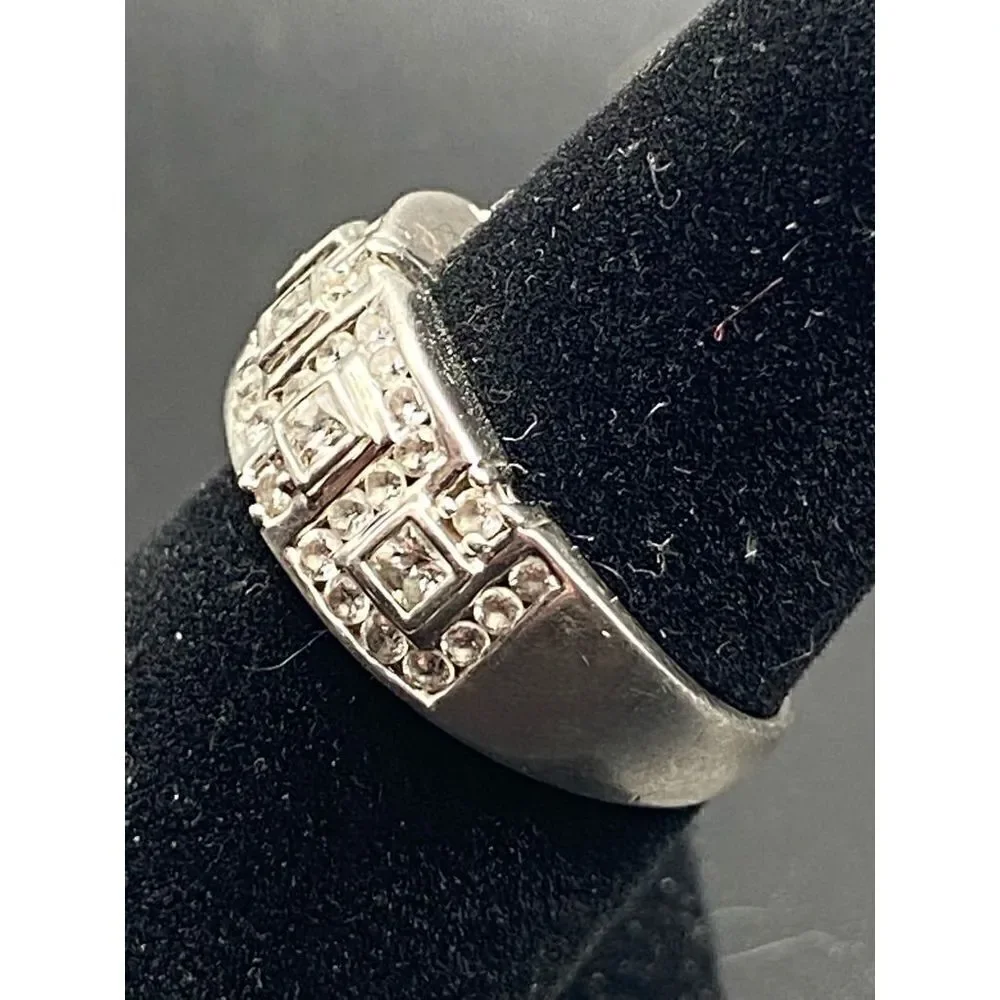 MEDA sterling silver 925 princess cut and round CZ band size 6